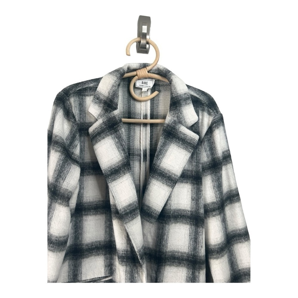Boutique LA Checkered Black White Long Blazer Jacket Size Large Super Soft ! BTC - Picture 7 of 12
